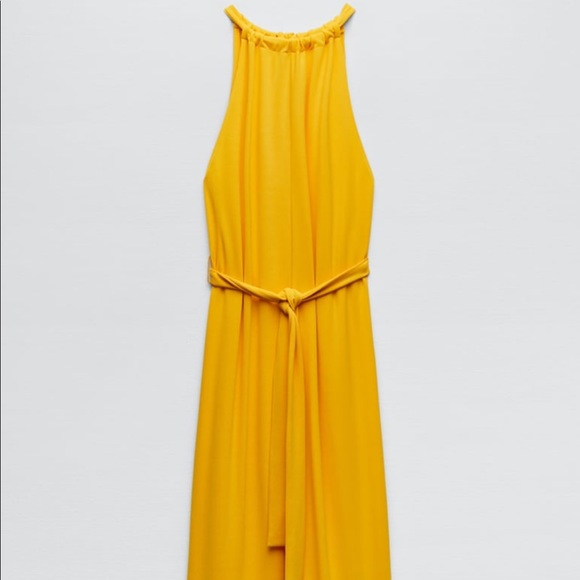 Zara Pants & Jumpsuits Zara Yellow Long Jumpsuit Zara Halter